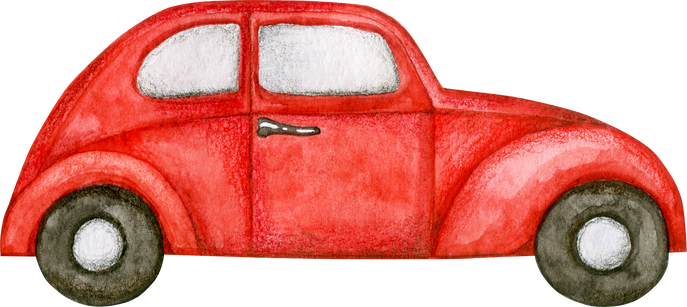 watercolor illustration christmas red car