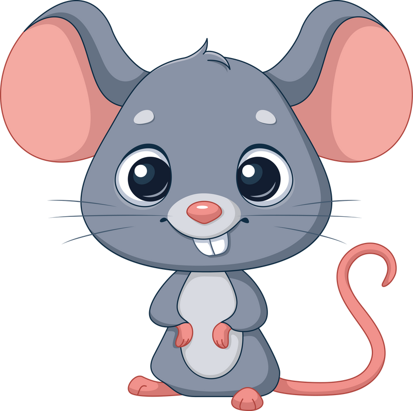 Grey Mouse Animal Cartoon Illustration