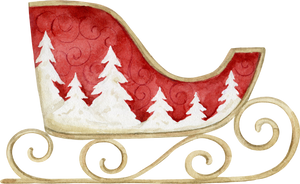 Watercolor Christmas sleigh.