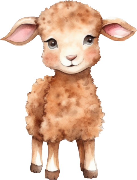 Cute Lamb Watercolor Illustration