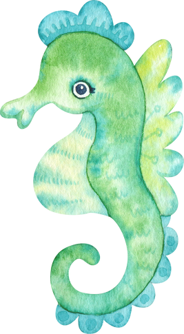 Watercolor illustration. Underwater. Sea Horse