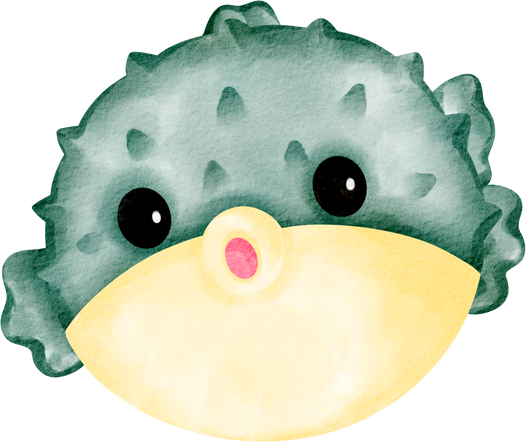 puffer fish watercolor