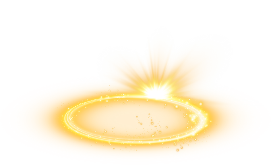 Golden halo angel ring Isolated on transparent background. Abstract light lines of movement and speed. Light ellipse. Galaxy Glint. Glowing podium.