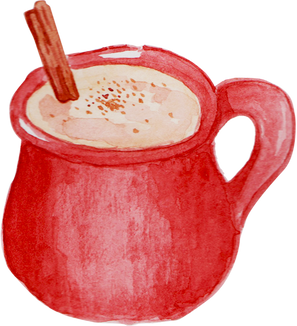 Handpainted Watercolor Atole Christmas Drink